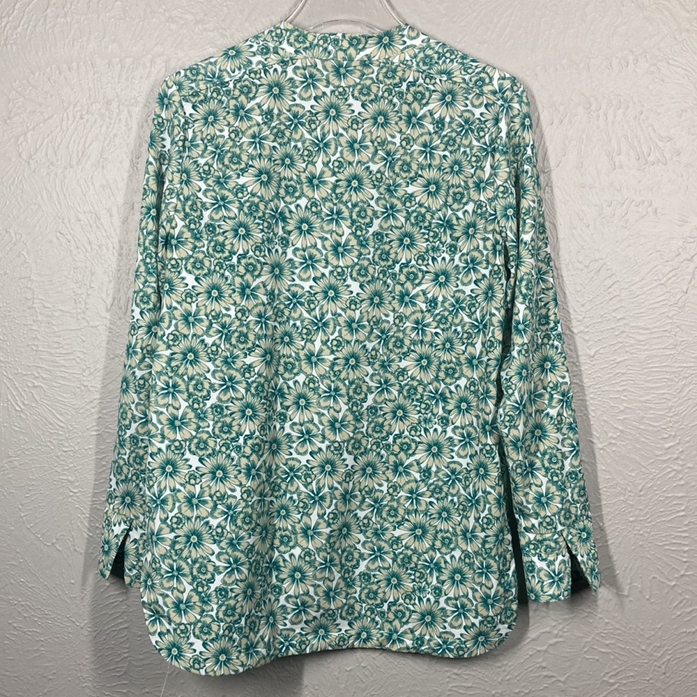 Banana Republic Green Floral Print Long Sleeve V-neck Blouse Top Women's… - Picture 6 of 7